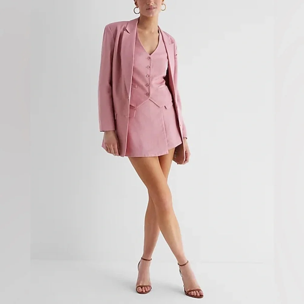 NEW Express Pink Powder linen blend skort 14 Barbiecore